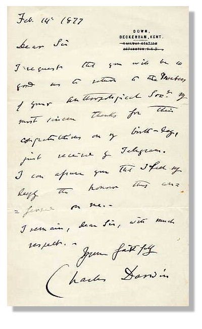 Charles Darwin Letter