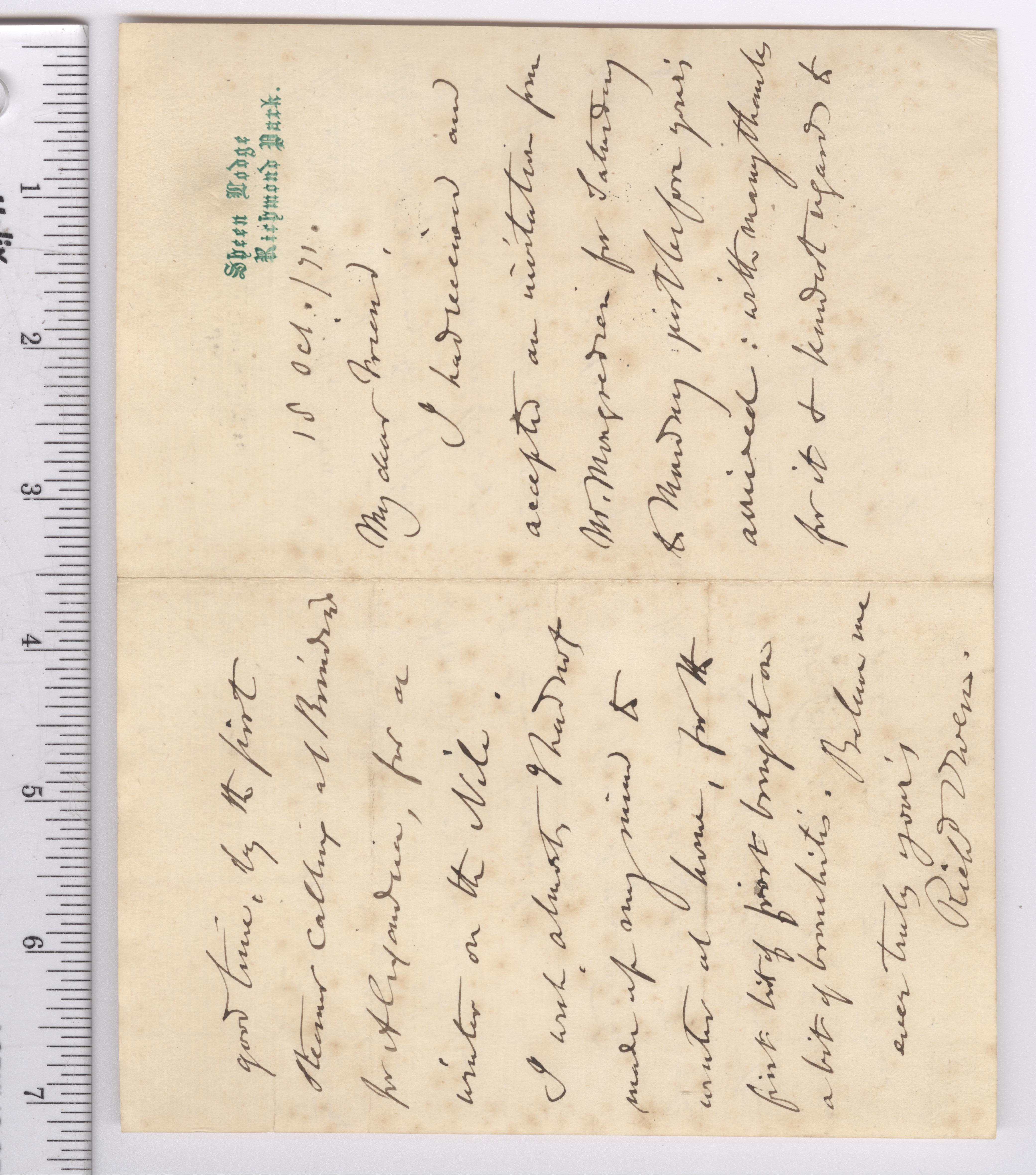 Sir Richard Owen Letter
