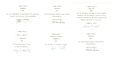 Nobel Prize Winners Signatures