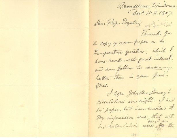 Alfred Russel Wallace  Handwritten Letter