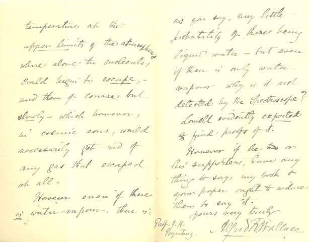 Alfred Russel Wallace  Handwritten Letter